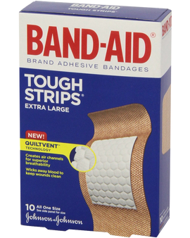 Band-Aid Brand Adhesive Bandages Extra Large Tough Strips 10 Count